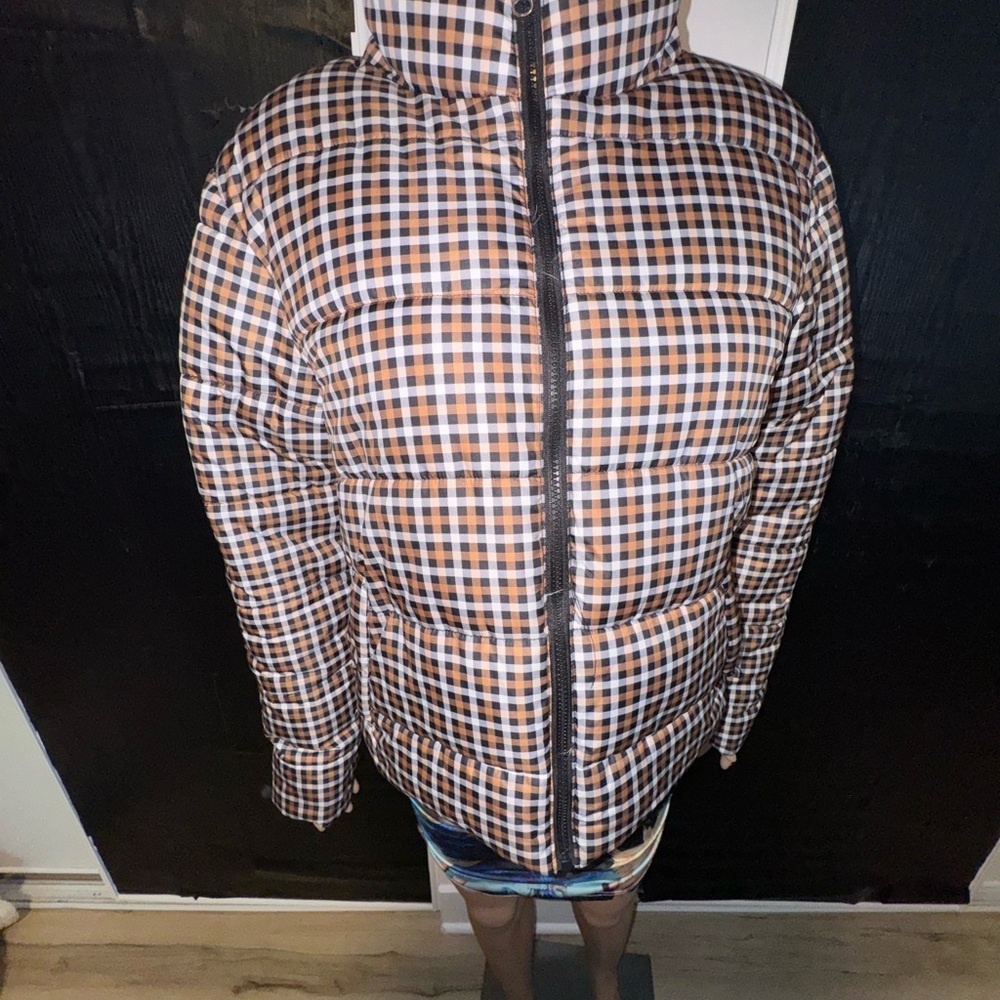 Time and Tru Brown and White Puffer Jacket